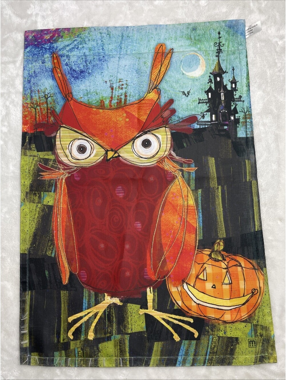 Breese Art Studio M Outdoor Halloween Spooky Flag Banner Owl Pumpkin 18 X 12.5”